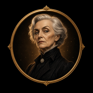 Dame Doodie Stench — brass-framed portrait